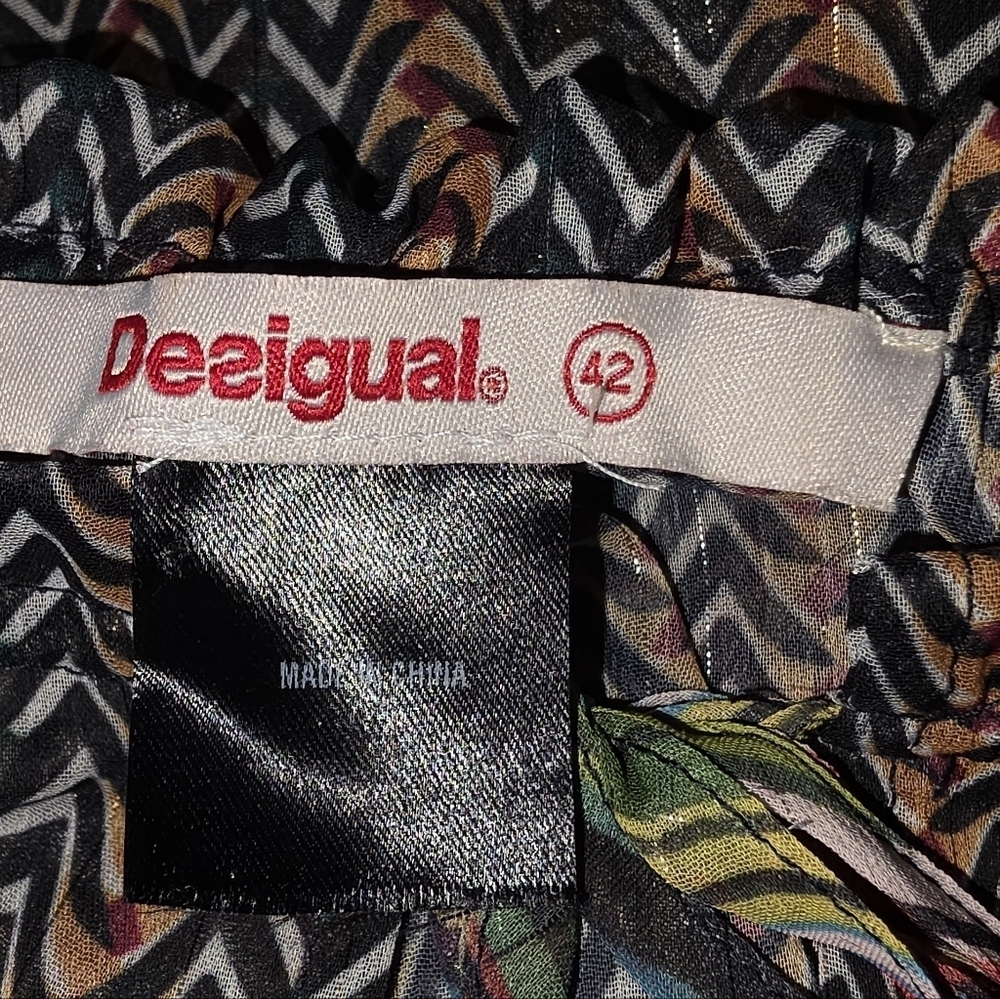 Desigual Multicolor Boho Patchwork Tiered Sheer Dress Size 42 (M/L) - Picture 11 of 11